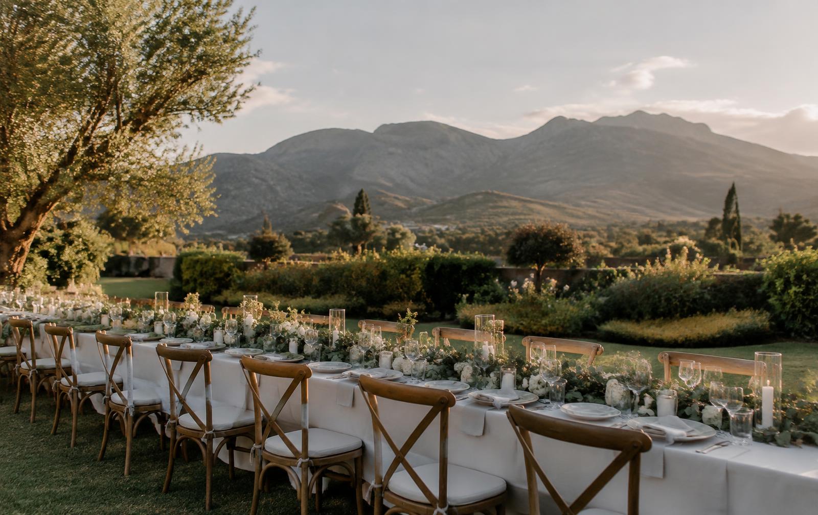 Garden wedding table set for a celebration